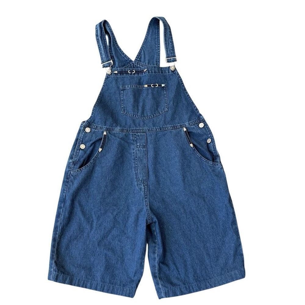 PTNY vintage 100% cotton denim cottage core embellished shortalls size M